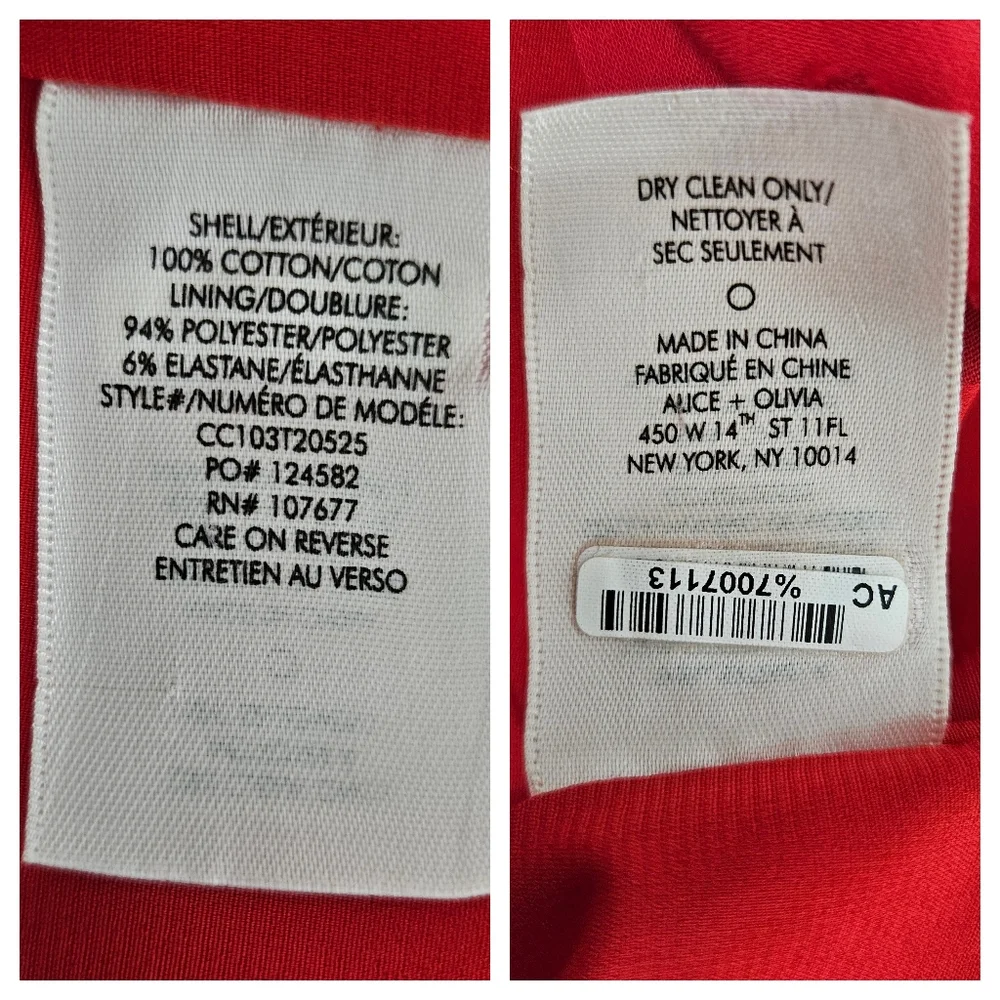 Alice + Olivia Red Swiss Dot Tie Waist Button Dress Sz 6 Ruffle Feminine Chic